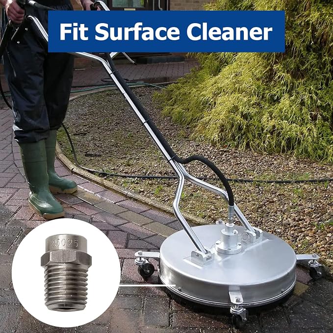 25025 Surface Cleaner Tips for Pressure Washer Nozzles with 2.5 Orifice, 4000 PSI, 1/4'' Male NPT, Stainless Steel (4 Pack)