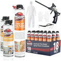 Kraken Bond Fastcoat Fire Rated Spray Foam Insulation Closed Cell in a Can 360 sq ft (18x27.1 oz.) (R-Value 11.32 / 2in) - Spray Foam for Garage Door, Attic, Wall Gun & Cleaner Included, 18 Pack
