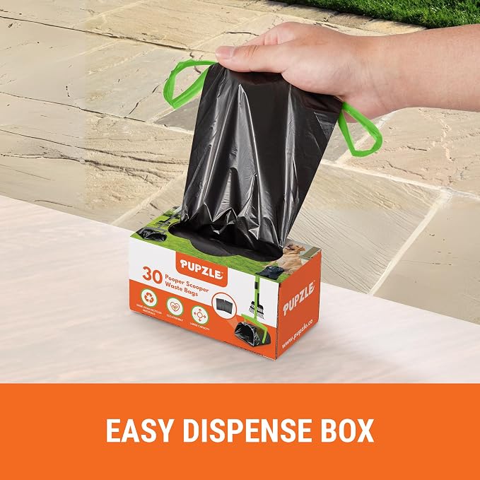 Pupzle Dog Pooper Scooper with Bag Attachment, 40" Long Handle | Dog Poop Scoop for Yard, Large Capacity Swivel Bin and Rake Pooper Scooper, Lavender Scented Bags for Large Dogs (Green)