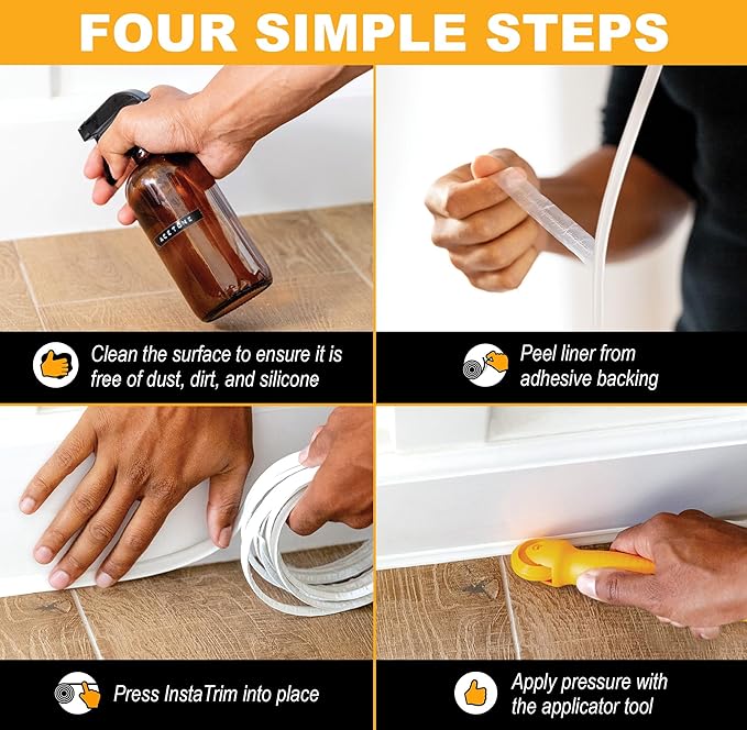 InstaTrim The Original Flexible Trim - 50ft Ivory 3/4" Wide Caulk Tape - Adhesive Trim with Many Uses Including Caulking for Bathtubs, Sinks, Counters, Tile, Floors - Made in USA