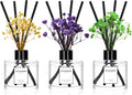 Reed Diffuser Set of 3 Pack,Lavender Eucalyptus/White Jasmine/Lemongrass Scented Oil Diffuser with 24 Sticks(1.7 fl oz Each Pack),Air Freshener for Bedroom Bathroom Office | Shelf Decor