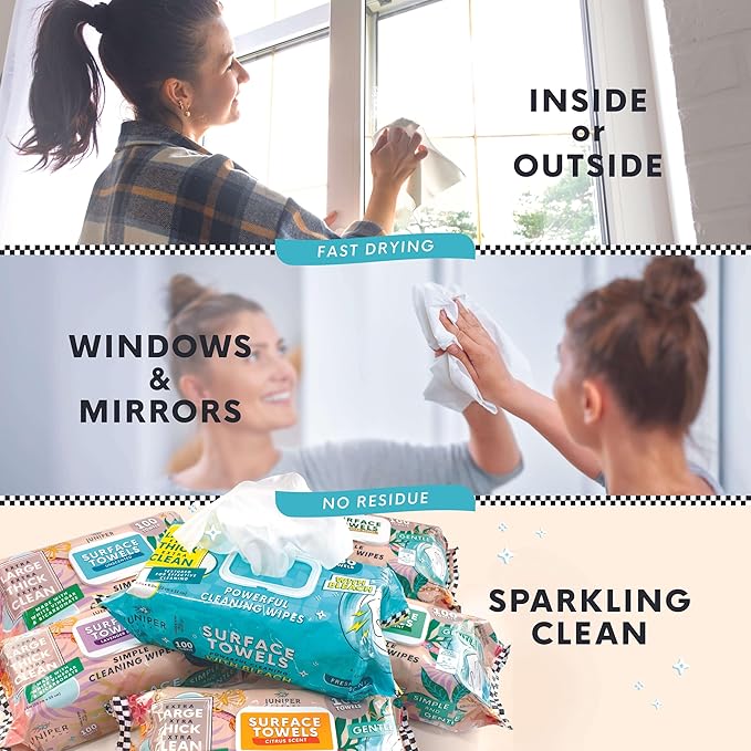 6 Packs Surface Cleaning Wipes Bleach Free, Thick & Large Dispose, All-Purpose Cleaner for Bathroom, Kitchen, Office, 100 Count Soft Flow, Biodegradable, No Scent