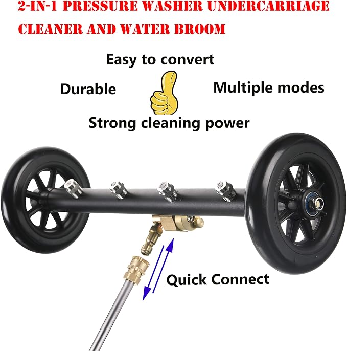Tool Daily Dual-Function Undercarriage Cleaner 16 Inch, 3 Extension Wand | Underbody Car Wash Water Broom, Surface Cleaner for Pressure Washer, 4000 PSI