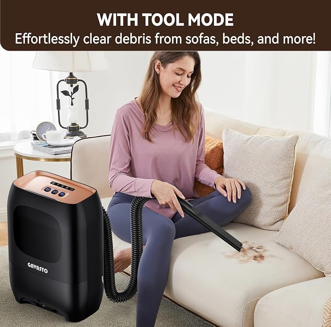 GAVASTO Pro Touchless Vacuum Automatic Dustpan - Ultra Fast & Powerful - Great for Sweeping Salon Pet Hair Food Dirt Kitchen, Canister Vacuum Cleaner Trash Can, Bagless, Auto Sensors, 1500 Watt-Black