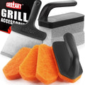 GRILLART Griddle Cleaning Kit for Blackstone, Flat Top Grill Cleaning Kit with Grill Stone, Griddle Scraper, Scouring Pad and Handles, Multifunctional Griddle Accessories for Rusty Grills, Orange