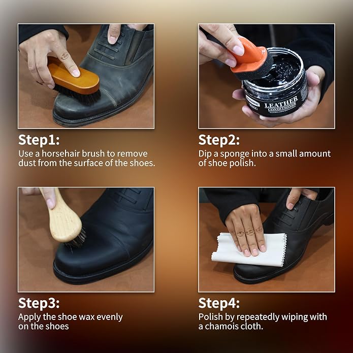 Black Neutral Shoe Polish Kit Boots Leather Conditioner Shoe Shine Cream