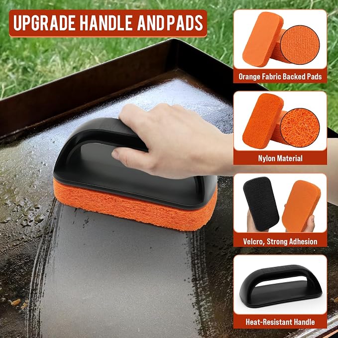 Griddle Cleaning Kit for Blackstone, Easy to Remove Stain | with Grill Stone, Griddle Scraper & Scouring pads