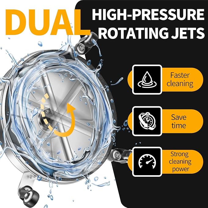 LidoDola 16'' Pressure Washer Surface Cleaner, Power Washer Accessory | Stainless Steel Housing with 4 Wheels, 1/4" QC, 2 Extension Wands & 2 Replacement Nozzles, for Gas & Electric Pressure Washer