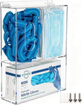 SEANADO Acrylic Disposable Glove Box Face Mask Dispenser Holder Triple Glove Rack Hairnet Tissue Napkin Dispenser with Lid for Wall Mount Organizer for Food Service, Lab, Medical Office, Clear