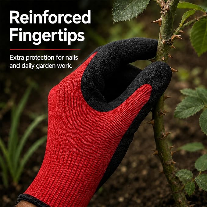6 Pairs Value Pack Gardening Gloves for Men & Women, Foam Latex Coated Work Gloves with Strong Non-Slip Grip, Breathable Flexible Garden Gloves for Yard Work, Planting, Pruning