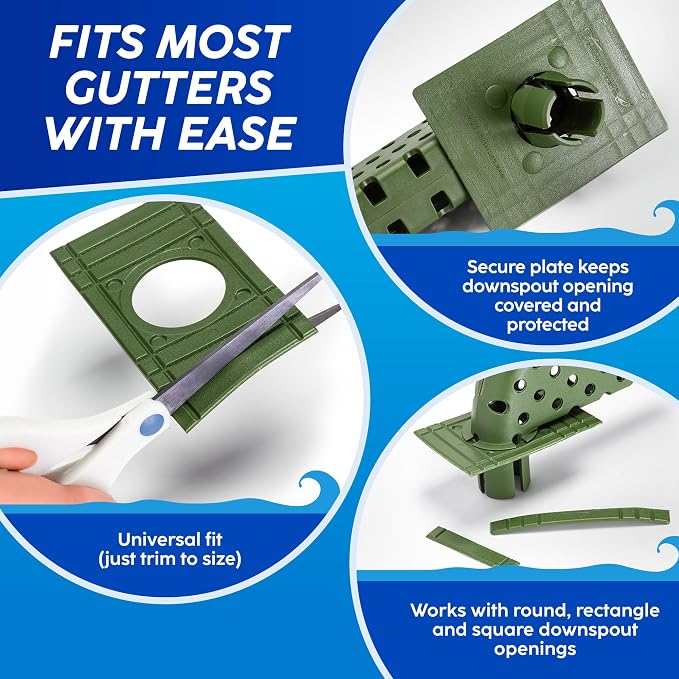 Downspout Guard - Prevents Clogs, Overflows & Water Damage - Universal Fit for All Gutters - Easy No-Tool Install - Weatherproof & Durable - Keeps Debris Out, Water Flowing - 1 Pack