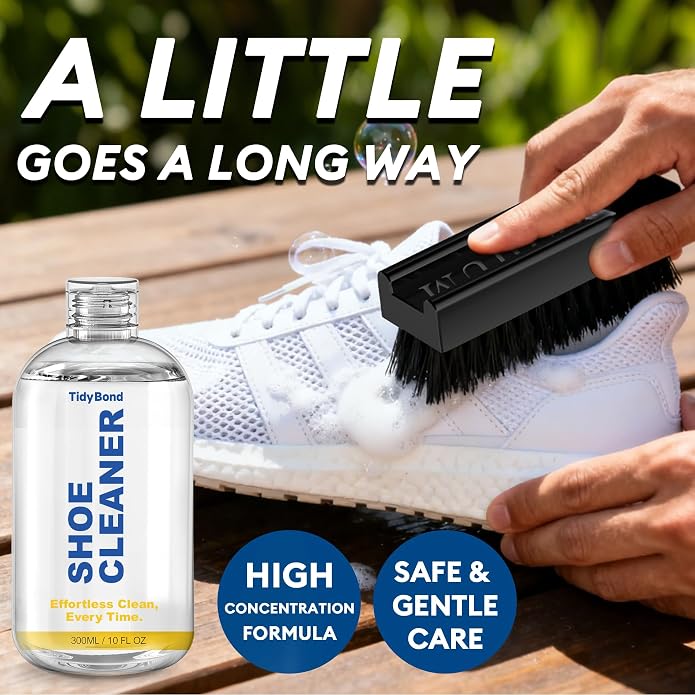 Shoe Cleaner Kit for Sneakers with 3 Brushes and Foam Bottle, 10.6 oz | Deep Cleaning for White Shoes, Leather, Suede, Nubuck, Canvas, Mesh, Boots, Midsoles and Soles