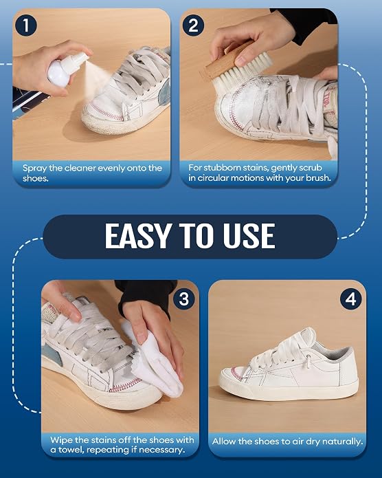 Jevvu Shoe Cleaner, Sneaker Cleaner Foam for Removing Stains and Dirt, Shoe Cleaning Kit for White Shoes