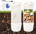 2 Packs Inground Worm Composter, Outdoor Worm Compost Bin Kit with Lid | Worm Composter with Shovel & Gloves, for Raised Garden Beds, Reducing Food Waste Composting Systems