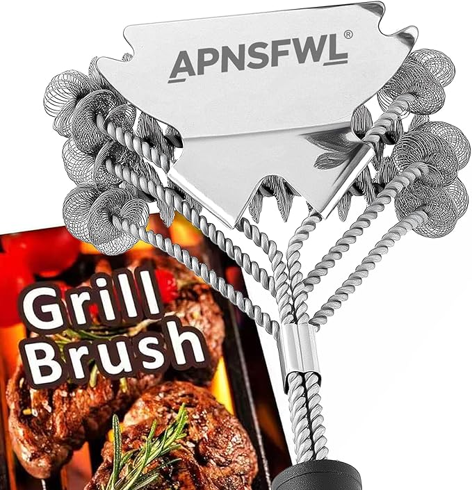Grill Brush and Scraper Bristle Free Safe BBQ Brush for Grill Stainless Grill Grate Cleaner Safe Grill Accessories for Porcelain/Weber Gas/Charcoal Grill Gifts for Grill Wizard/Men/Dad