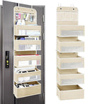 Over the Door Organizer with 10 Side Mesh Pockets,6 Shelf | 4 Shelf Capacity Hanging Behind the Door Kitchen Organizers&Storage Suitable for Storing Toys, Shoes, Towels, Lvoy White