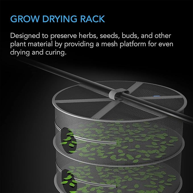 AC Infinity Herb Drying Rack, 4-Layer Hanging Mesh Net for Plants, Seeds, and Buds, 18" Diameter Fit in Grow Tents Closets Hydroponics