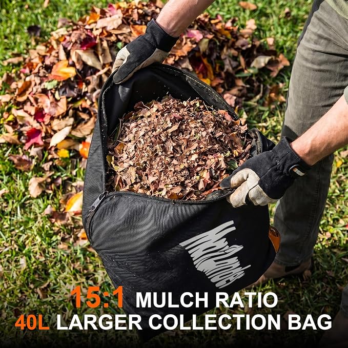 MAXLANDER 40V Cordless Leaf Blower Vacuum Mulcher, Leaf Vacuum with 40L Bag | Brushless Motor, 15:1 Mulch Ratio, 6-Speed Dial, 170MPH Blowers for Lawn Yard Cleanup, 2x4.0Ah Battery & Charger Included