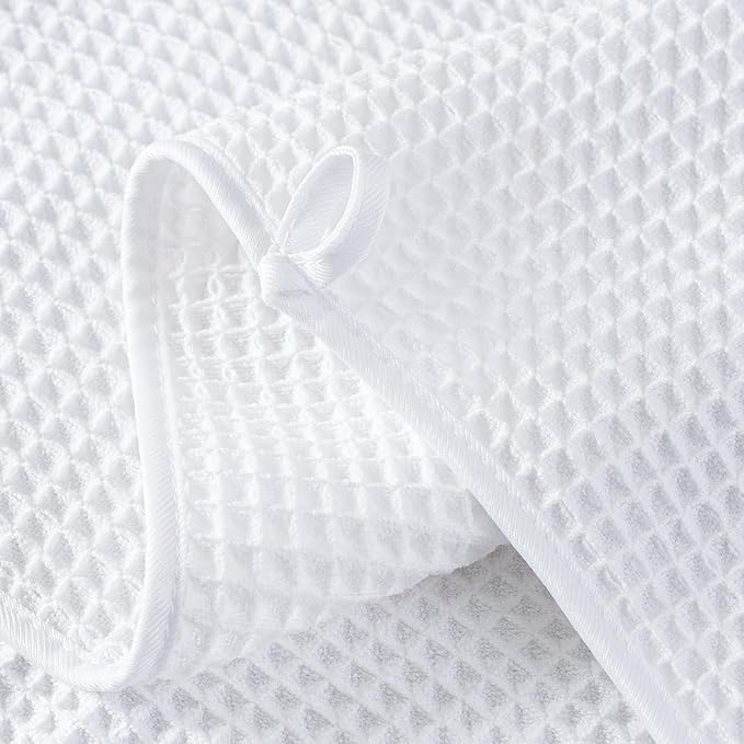 Microfiber Waffle Face Towels, 2 Pieces, Soft, Absorbent, Fast Drying, Lint Free (White)