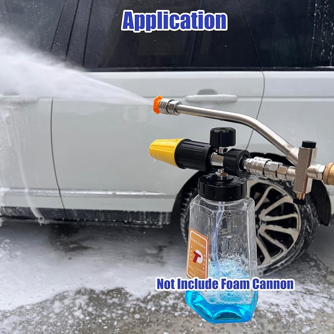 Tool Daily Foam Cannon Dual Connector Accessory, 1/4" Quick Connect | Pressure Washer Double Tip Attachment for Soap Cannon, 5 Power Washer Nozzle Tips, 5000 PSI