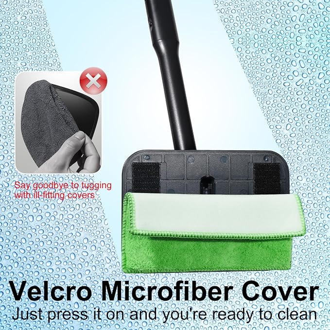 Windshield Cleaning Tool, Windshield Cleaning Wand Car Window Cleaner with 4 Washable Reusable Microfiber Pads, Detachable Long Handle Glass Wiper Cleaning Kit for Auto Glass, Trucks, SUVs, RVs, Home