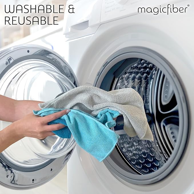 MagicFiber Microfiber Cleaning Cloth - 12 Pack, Large 13" x11” Highly Absorbent Streak-Free Micro Fiber Cleaning Rags Towels for House, Car, Windows, Housekeeping, Household Dusting, Kitchen
