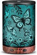 Essential Oil Diffuser 120ML Metal Aromatherapy Diffuser with Timer, Cool Mist Humidifier with Auto Shut-Off & 7 Color Lights for Home Office Spa (Big Butterfly)
