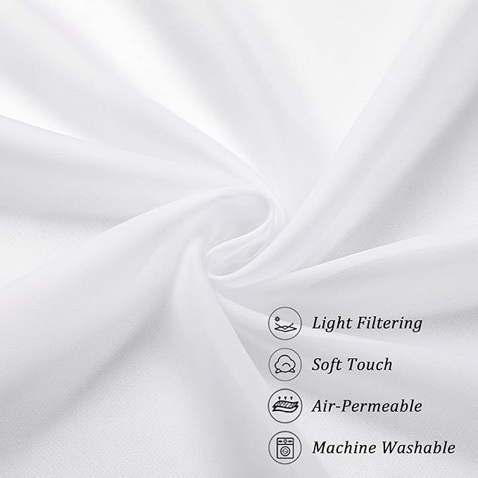 Chyhomenyc White Sheer Curtains 84 Inches Long 2 Panels Set - Light Filtering White Curtains for Living Room, Soft Gentle Voile Rod Pocket Bedroom Window Drapes, 42Wx84L Inch, 2PCS