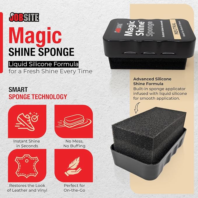 JobSite Instant Express Leather Boot & Shoe Shine Sponge - Neutral