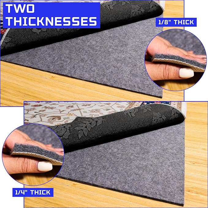 Waterproof Non-Slip 1/4” Extra Thick 9x12 ft Rug Pad for Large Area Rugs Durable Felt Floor Protection pad for All Floors, Suitable for Cutting. Rug Pads Keep Rugs in Place and Provide Cushioning