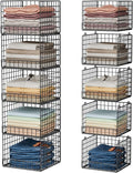 5-Tier Stackable Closet Organizers and Storage Baskets, Closet Shelf Organizer for Small Space, Space-Saving closet organizer system, Foldable Clothes Storage Bins for Closet Organizer System, Black