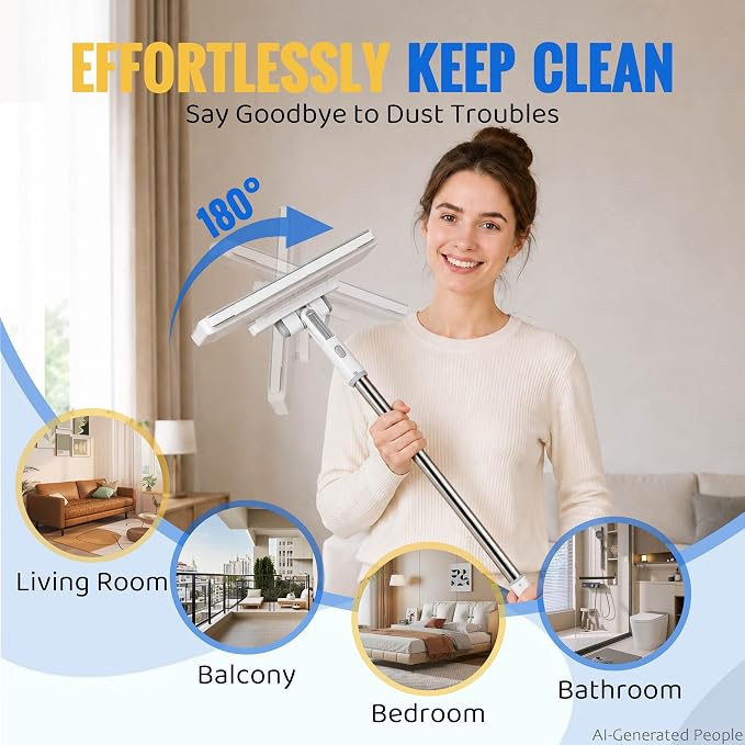 2026 Hands Free Flat Mop, 48.4 '' Snap Grip Mop with 11 Reusable Cloths, Zero Touch Dirty Cloth Release, Click Shark Tooth Mops to Use with Any Cloths, Dry and Wet Use for Whole House Cleaning