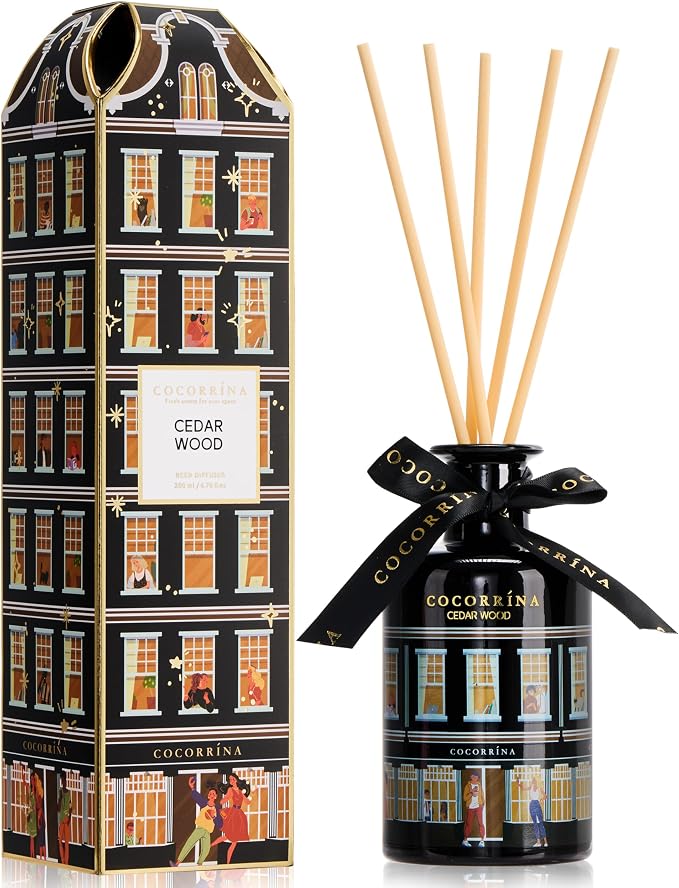 Reed Diffuser - Cedar Wood 6.76 fl oz Reed Diffuser with 8 Sticks Home Fragrance Bathroom Decor (Festive House Collection)