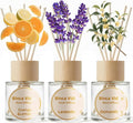 Reed Diffuser Set, Lavender Osmanthus Orange&Lemon Scent Oil Diffusers with Sticks for Home Office Bathroom Aromatherapy Decor 1.69oz X 3