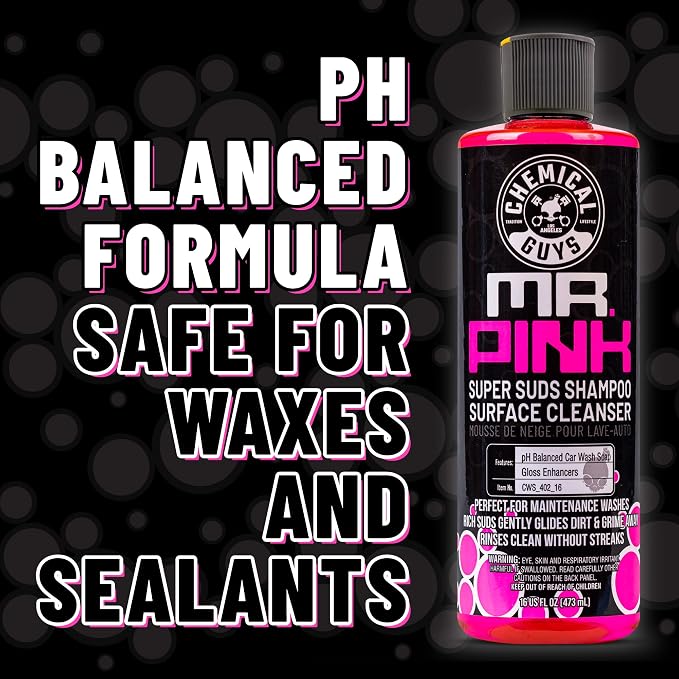 Chemical Guys, Mr. Pink Car Wash Soap, Foam Cannon & Bucket Wash, 64 oz | Lifts road grime with a slick, high-gloss formula that rinses clean, gentle on wax, sealant and ceramic coatings