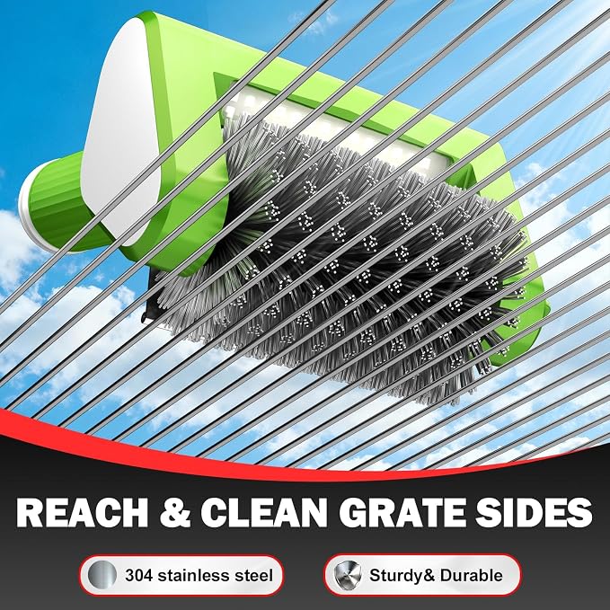 Electric Grill Brush, 2-Speed BBQ Grill Brush with LED Light/Screen Powerful Cleaning 800RPM/4000mAh/2 Brush Heads No Bristle Shedding Rechargeable Lightweight Grill Cleaner for Outdoor/Camping