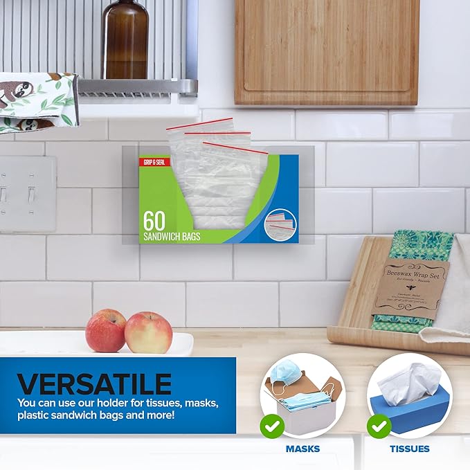 Stock Your Home Single Acrylic Gloves Dispenser (2 Pack) Tissue Box Shelf, Glove Holder Wall Mount, For Kitchen, Cleaning Closet, Lab, Exam, Office