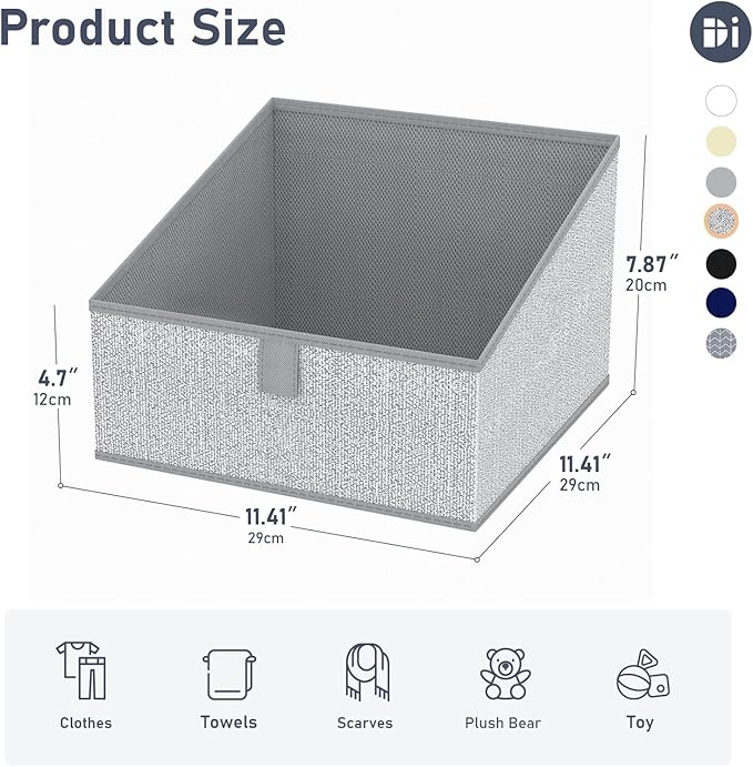 DIMJ Trapezoid Storage Bins, Closet Storage Bins with Handle, Foldable Closet Organizers and Storage Baskets for Toys, Books, Clothes, 8 Packs