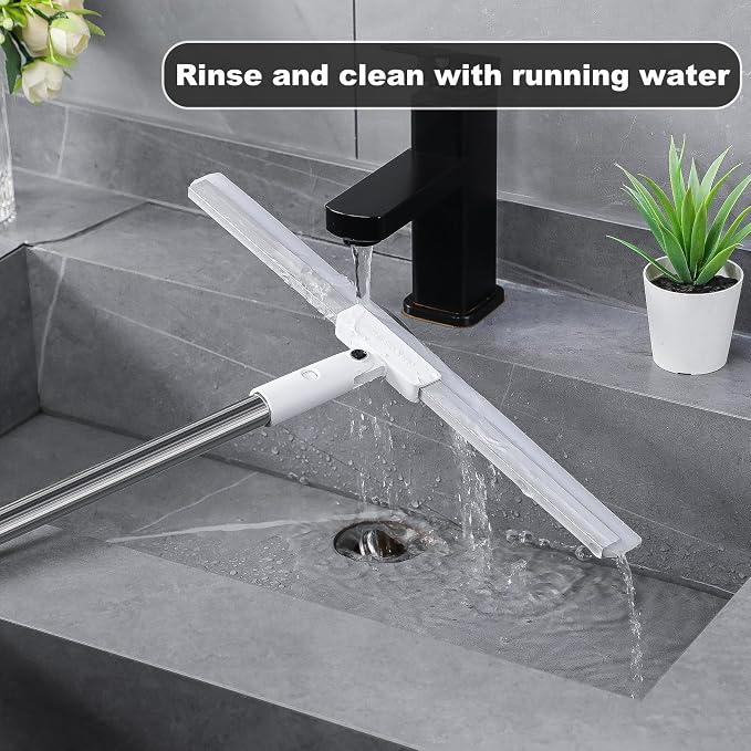 Rubber Squeegee Broom for Floor,62" Long Handle Window Squeegee, Silicone Pet Hair Remover,Magic Broom for Indoor Cleaning,Cleans Glass, Hair, fine dust, Liquids, Suitable for Smooth Floors, Rugs