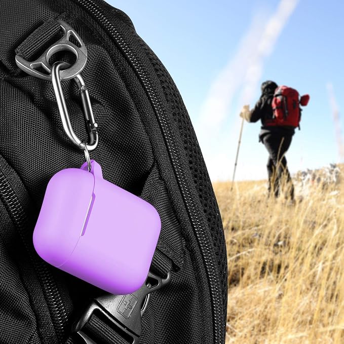 R-fun for AirPods 1/2 Case, Soft Silicone Protective Cover with Keychain and Cleaning Pen, Compatible with AirPods 2nd/1st Generation (2016/2019), Full Drop Protection Cover, Lavender