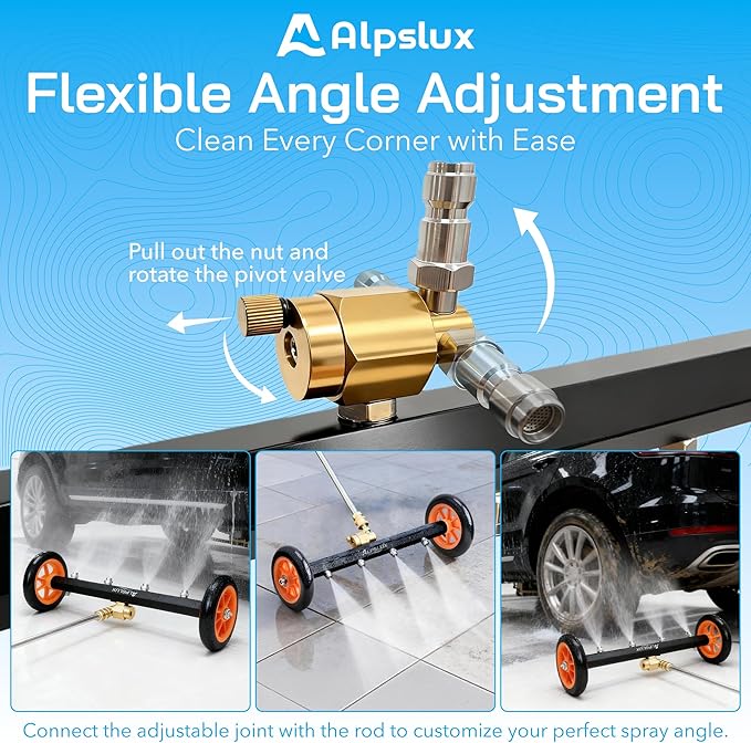 Pressure Washer Accessories Undercarriage Pressure Washer, Undercarriage Cleaner Attachment, 16 Inch Water Broom, Pressure Washer Under Car Cleaner with 3 Extension Wands, 4000 PSI
