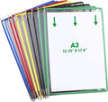 Tarifold Replacement Pivoting Pockets, A3 Size, Assorted, 10 Pack | 10 wire-reinforced PVC pockets hold 20 A3 sheets, snap-on index tabs, top-loading, for wall or desktop systems