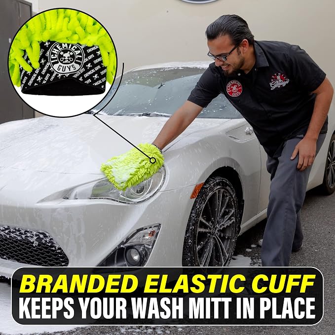 Chemical Guys Chenille Premium Scratch-Free Microfiber Wash Mitt for Car Washing - Lime Green,Ultra-Soft Car Wash Glove,Swirl-Free Finish,Safe for Trucks,SUVs,Motorcycles,and More,(Pack of 12)