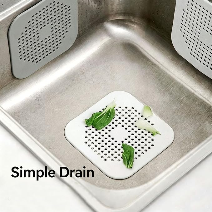 2 Pack Drain Stopper Hair Catcher, Sink Strainer - Anti-Clog Drain Filter for Bathroom, Kitchen, Bathtub, Laundry Room, Non-Slip & Easy to Clean, Universal Fit (1 Pack White+1 Pack Gray)