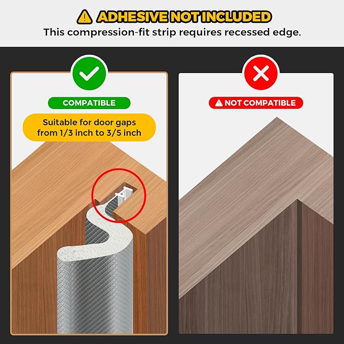 Weather Stripping Door Seal Strip Soundproof Q Foam Tape, Exterior Door Insulation Strip for Large Gap, Easy to Install(Grey, 30FT)
