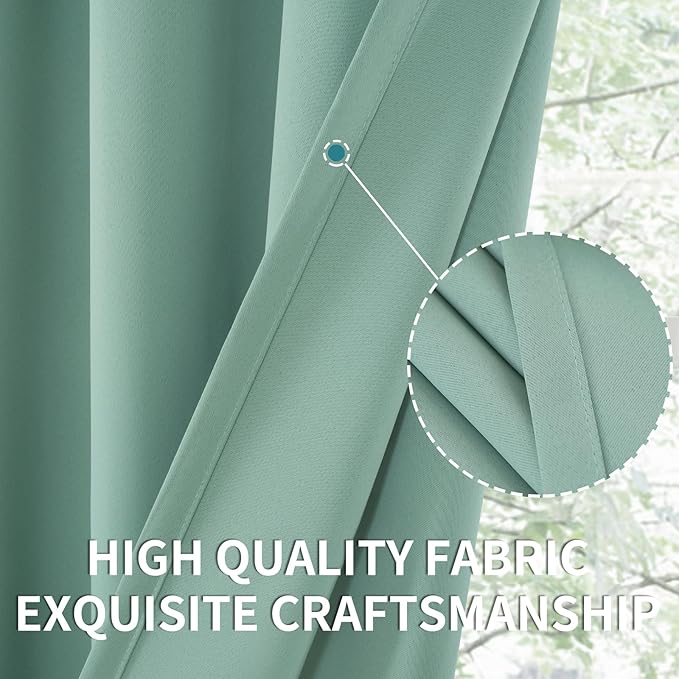 BGment Sage Green Blackout Curtains 45 Inches Length for Short Window - Thermal Insulated Drapes with Rod Pocket Room Darkeing Privacy for Cafe Bedroom Bathroom, 42 x 45 Inch, 2 Panels