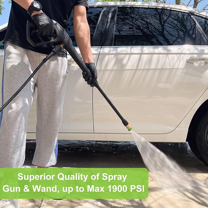 Bear Force Replacement Spray Gun with Extension Wand & M22-15 Connector, Compatible with Some of Ryobi, Greenworks, Craftsman, Kar-cher, Westinghouse, LWQ Electric Pressure Washer Max 1900 PSI