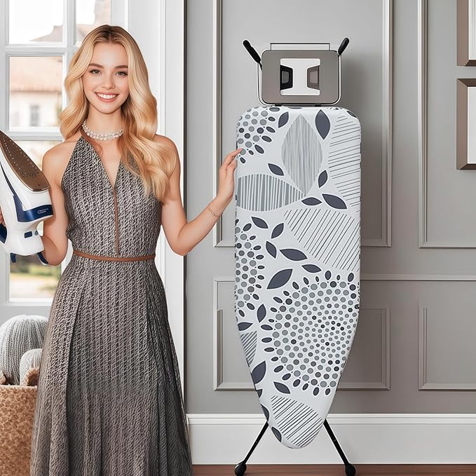 Ironing Board Cover with Two 5MM Thick Feltpads,15"x48"Heat Resistant Replacement Ironing Board Cover and Pad,Fits Standard Ironing Boards,Durability and Easy to Install