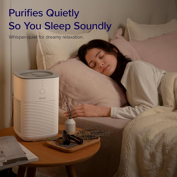 LEVOIT Air Purifiers for Bedroom Home, AHAM VERIFIDE, Freshens Small Room with Aroma Pad, For Smoke, Pollen, Pet Dander, Odor, Dust, Office, Desktop, 1 Pack, White