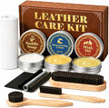 Jevvu Leather Shoe Cleaning Kit with Saddle Soap, Mink Oil & Waterproof Wax | Boot Cleaner & Shoe Shine Kit with Horsehair Brushes, Polish Cloths & Towel for Cowboy Boots, Work Boots, Shoes & Tack